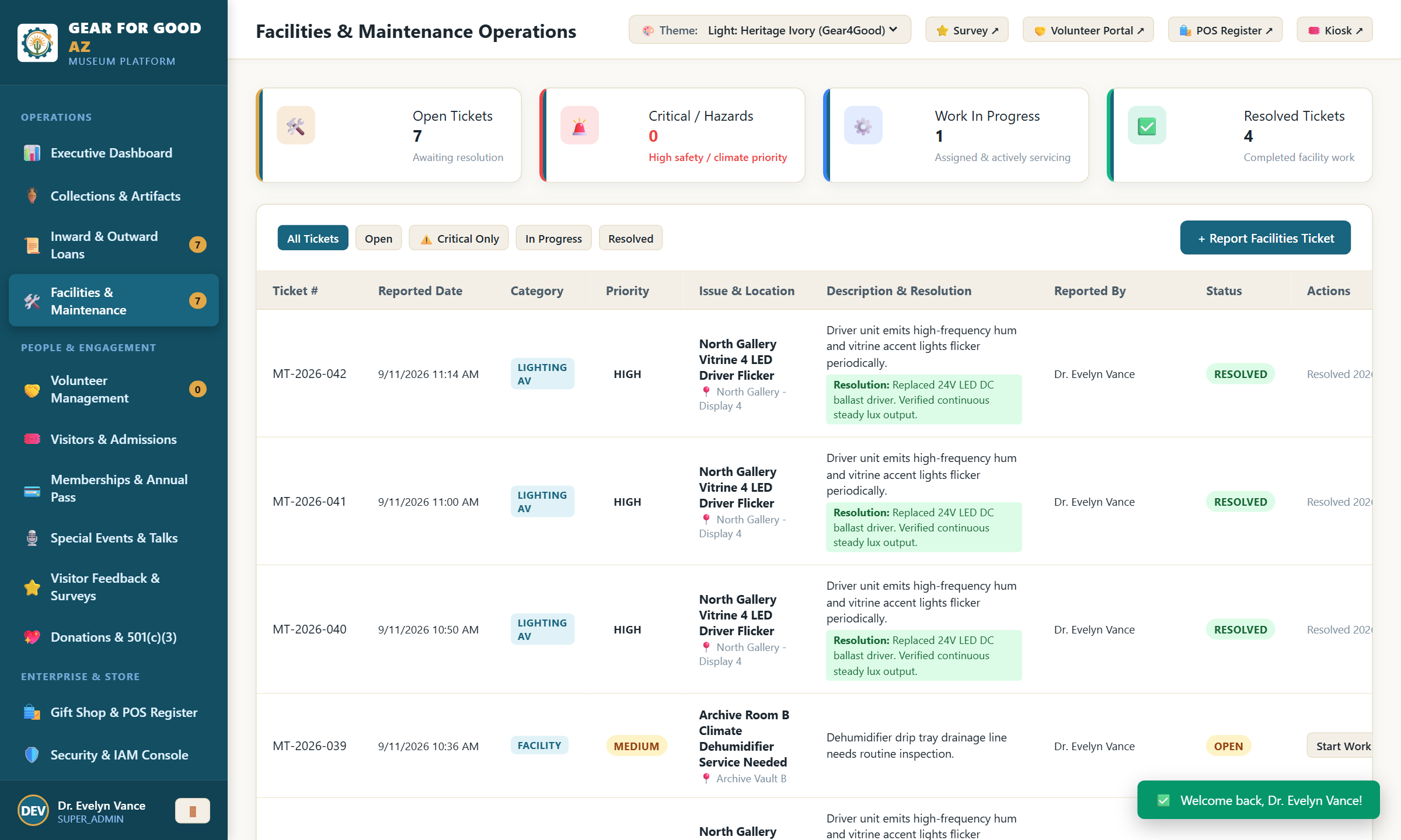 Facilities & Maintenance Screenshot