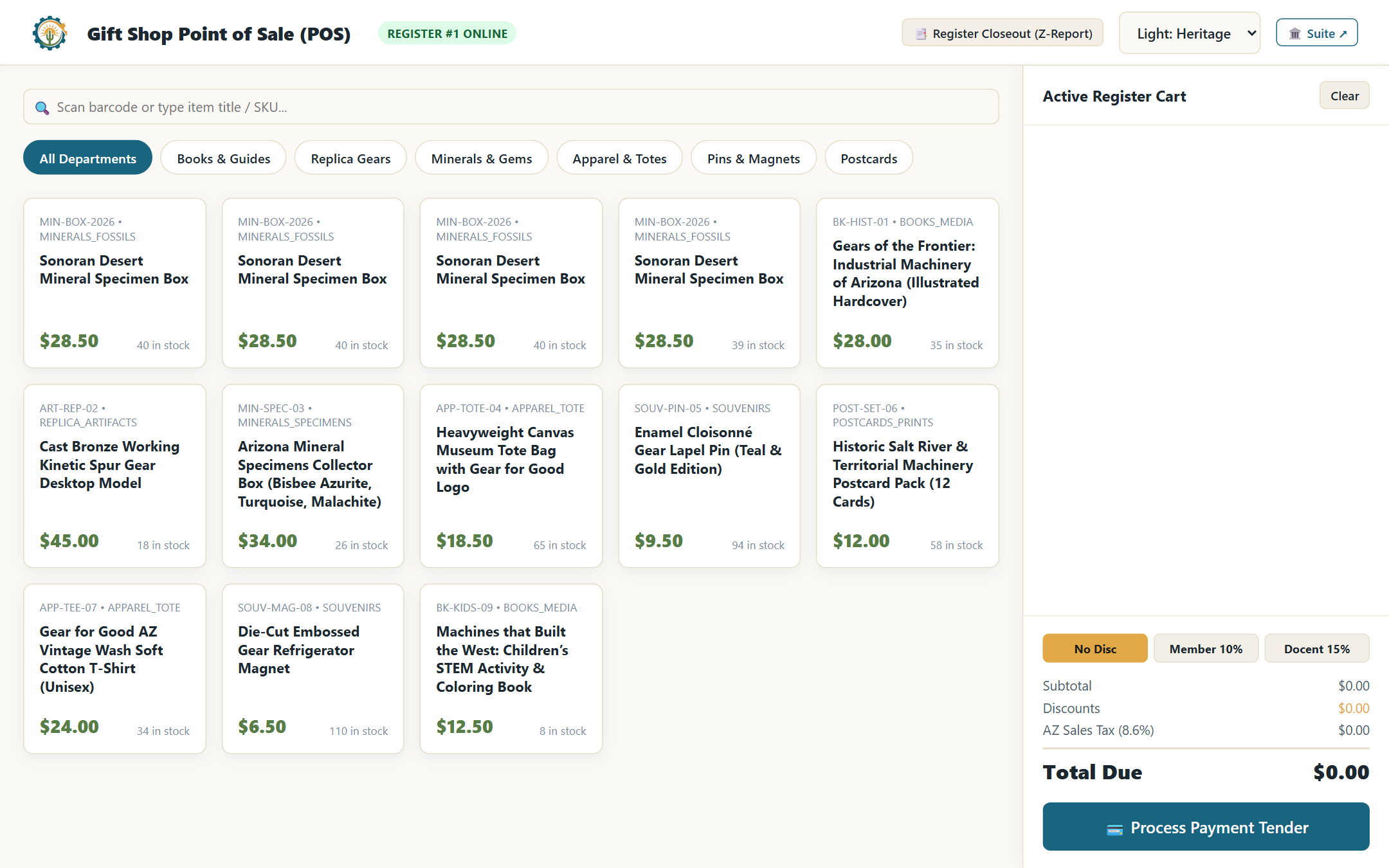 Gift Shop POS Screenshot